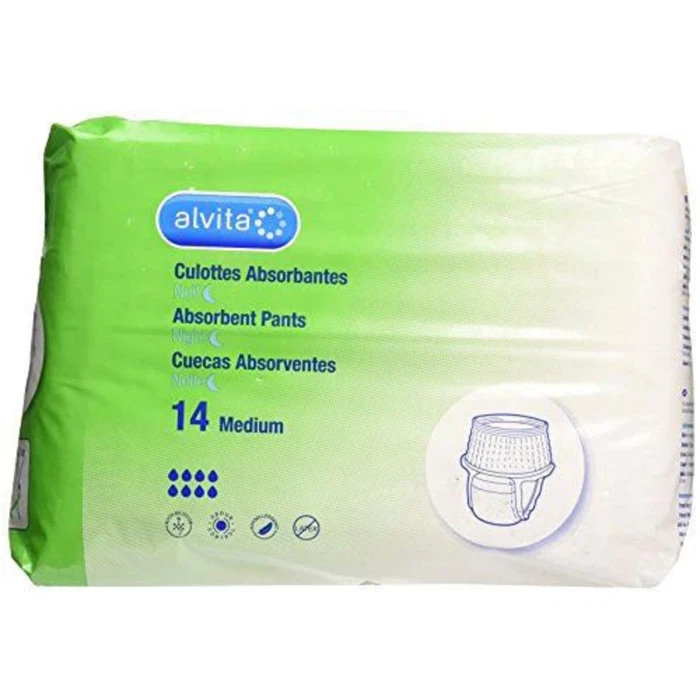Alvita Incontinence Absorbent Pants Night Medium 3 Alvita Incontinence Absorbent Pants Night Medium