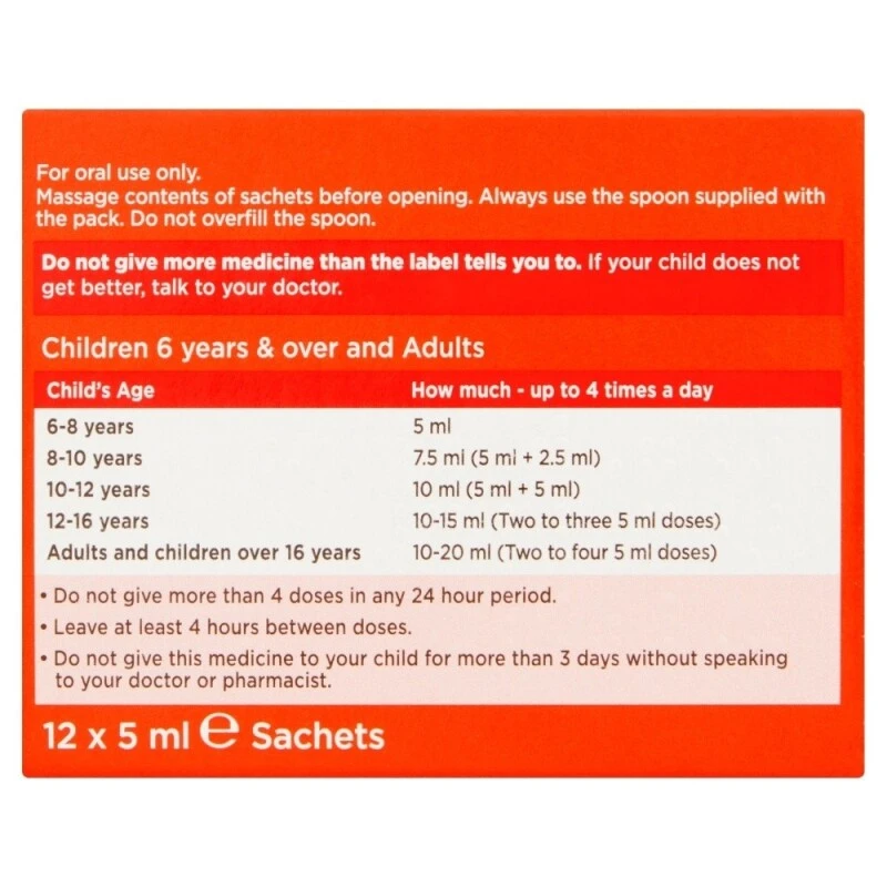 Calpol SixPlus Sugar Free Suspension Sachets 5 Calpol SixPlus Sugar Free Suspension Sachets - Image 3