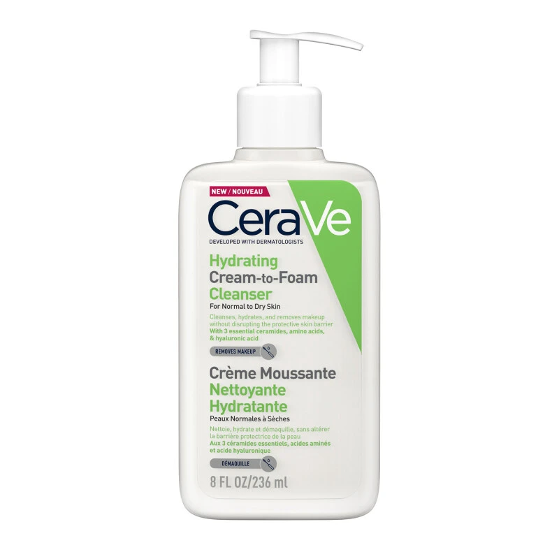 CeraVe Hydrating Cream To Foam Cleanser For Face & Body 3 CeraVe Hydrating Cream To Foam Cleanser For Face & Body
