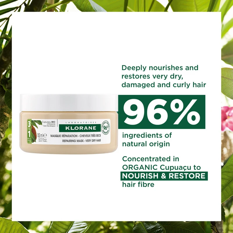 Klorane 3-In-1 Mask With Organic Cupuacu Butter For Very Dry, Damaged Hair 4 Klorane 3-In-1 Mask With Organic Cupuacu Butter For Very Dry, Damaged Hair - Image 2