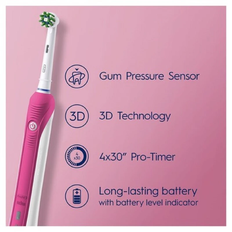 Oral B Oral-B Pro 680 Pink Power Toothbrush 4 Oral B Oral-B Pro 680 Pink Power Toothbrush - Image 2