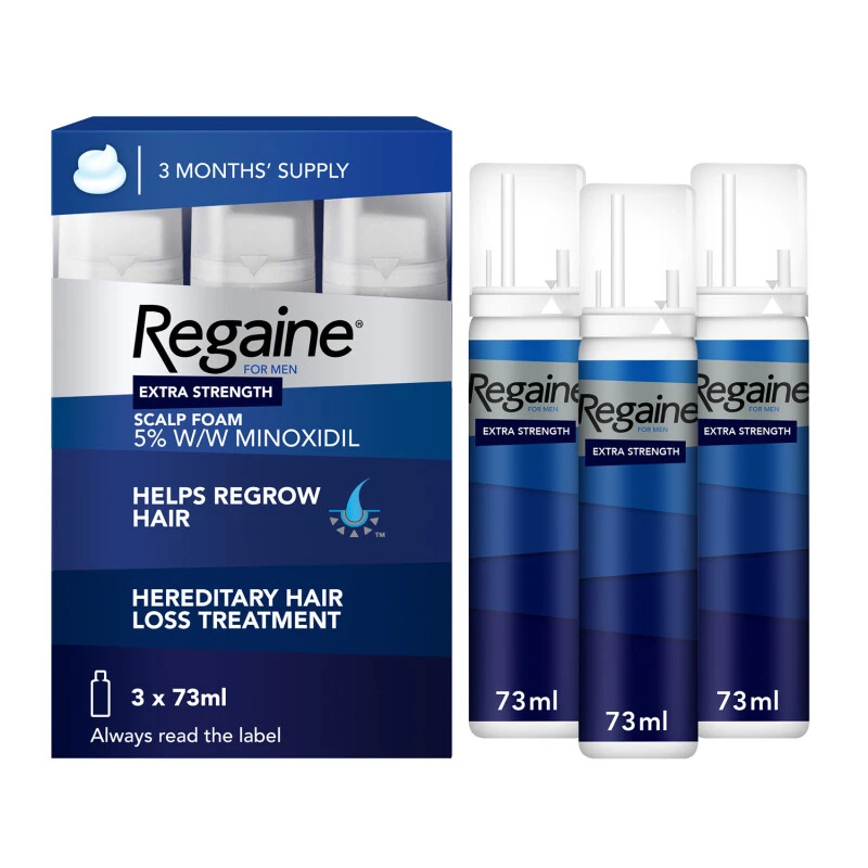 Regaine 5% Extra Strength Hair Regrowth Foam For Men - 3 Month Supply 3 Regaine 5% Extra Strength Hair Regrowth Foam For Men - 3 Month Supply