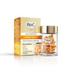 RoC Multi Correxion Revive & Glow Night Serum -Health Care Store RoC Multi Correxion Revive Glow Vitamin C Night Serum Capsules 30 2