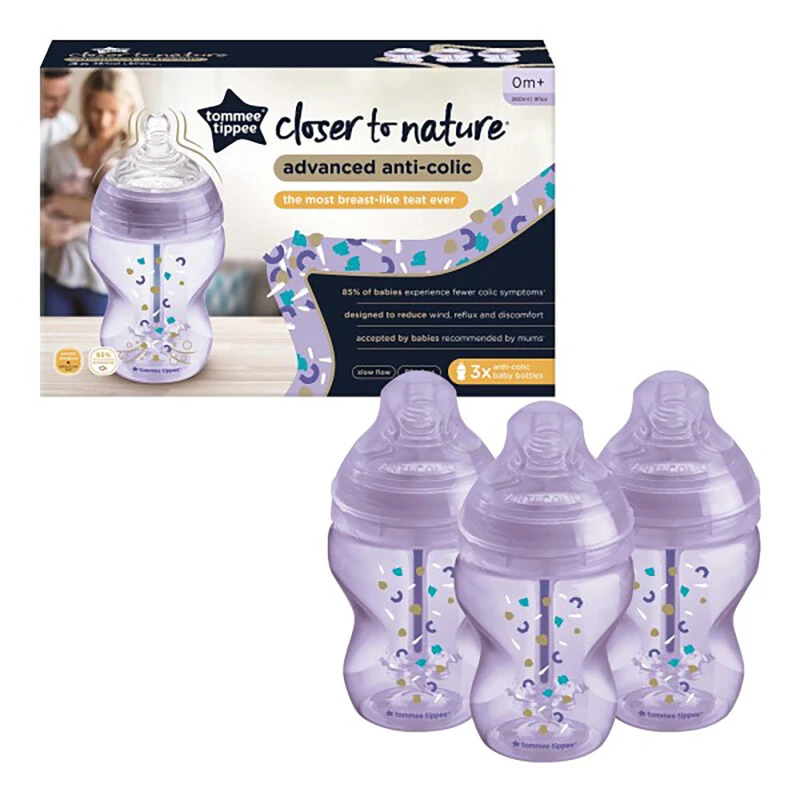 Tommee Tippee Advanced Anti-Colic Bottles Purple 3 Tommee Tippee Advanced Anti-Colic Bottles Purple